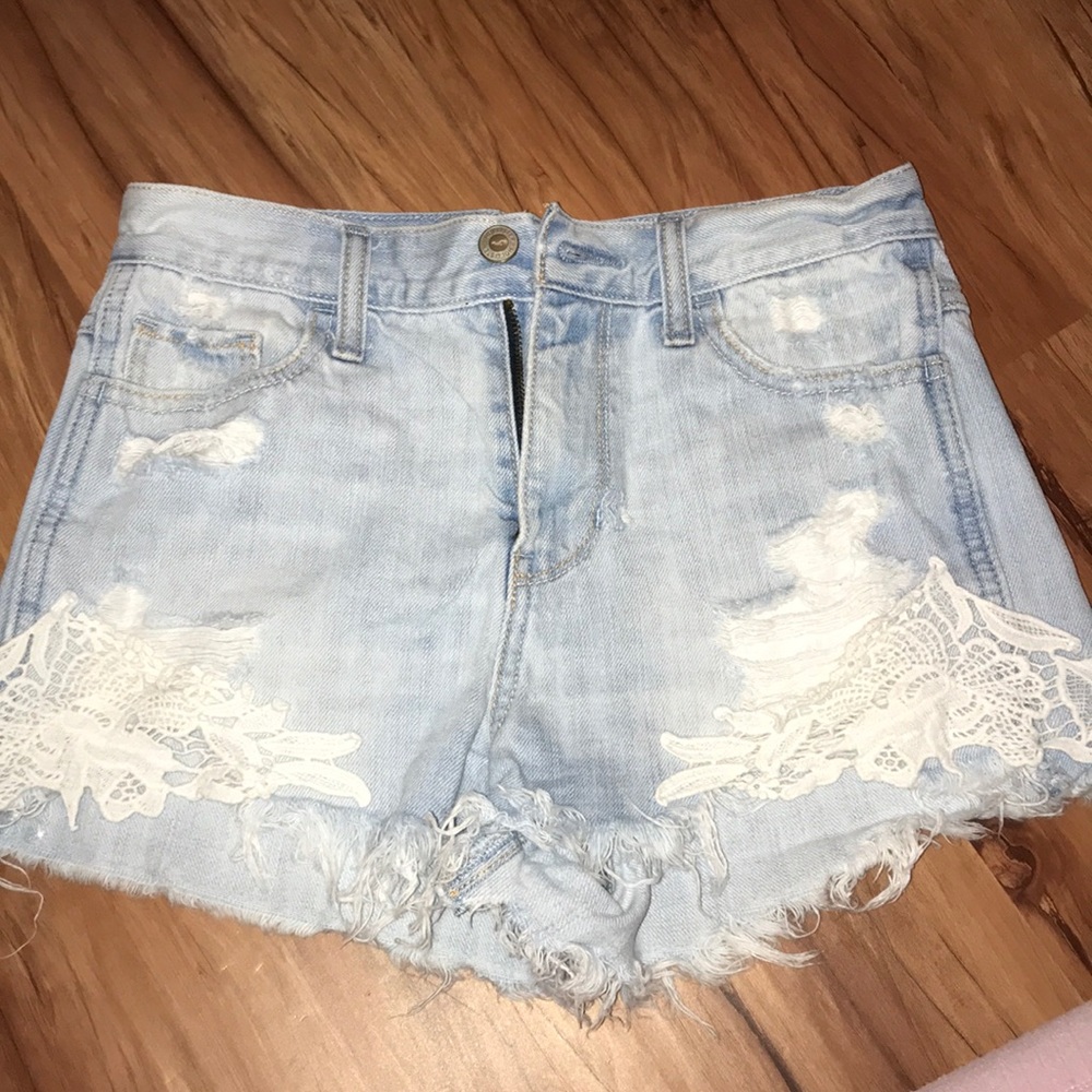 Hollister light wash denim shorts